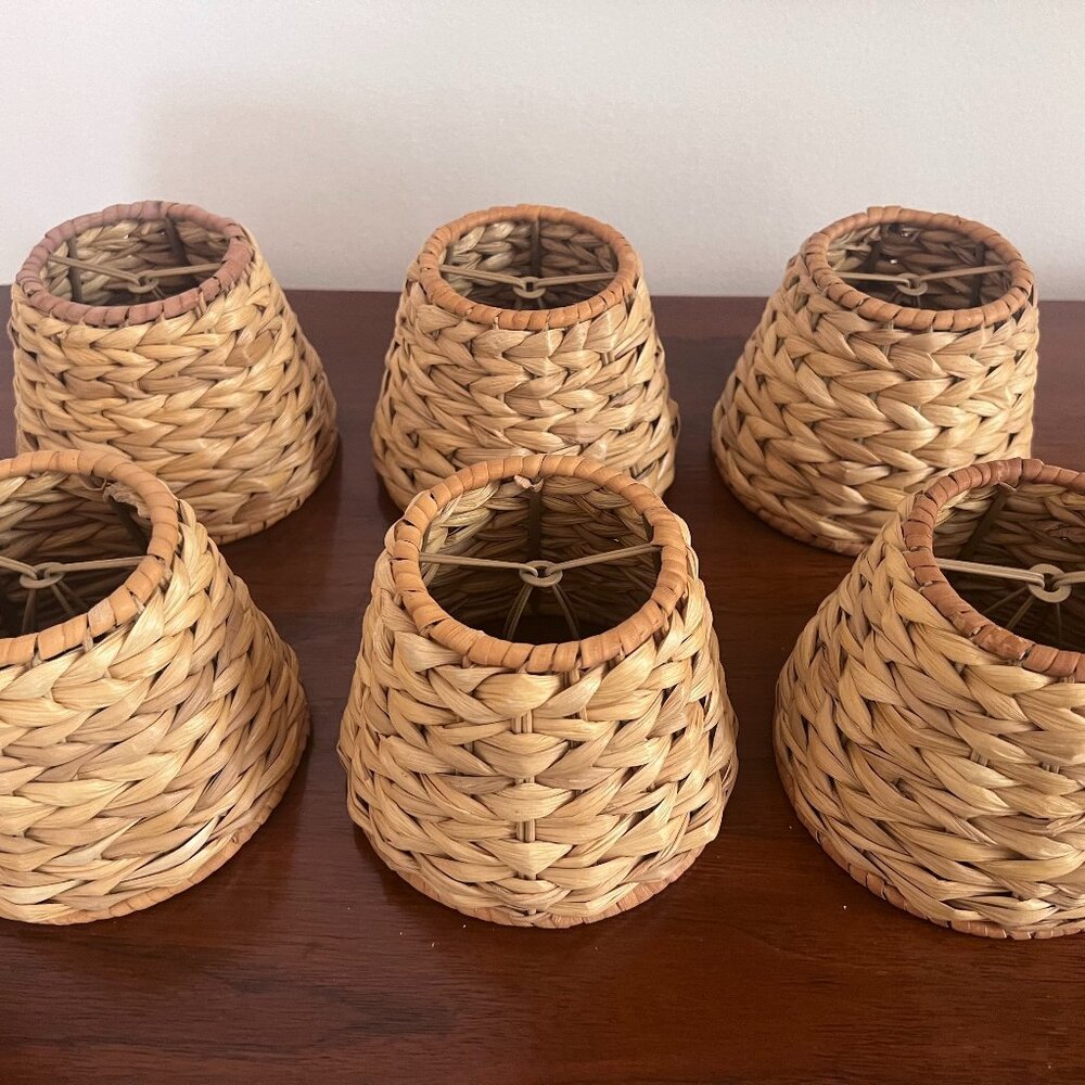 Sea grass chandelier shades - set of 6 - clip on style